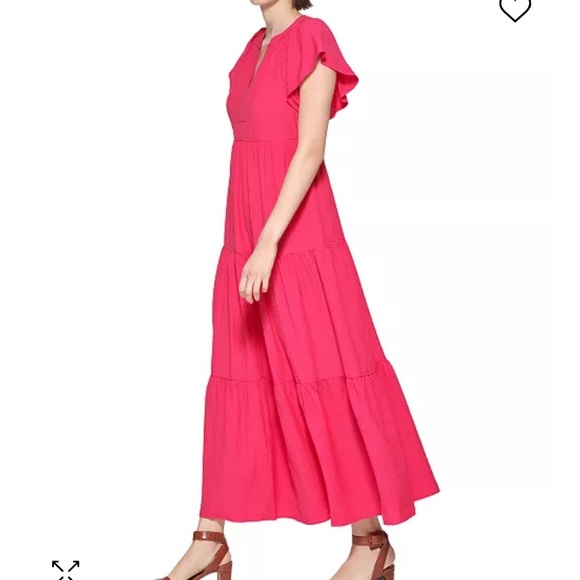 Calvin Klein V-Neck Short-Sleeve Tiered Maxi Dress size 2 - Picture 3 of 10